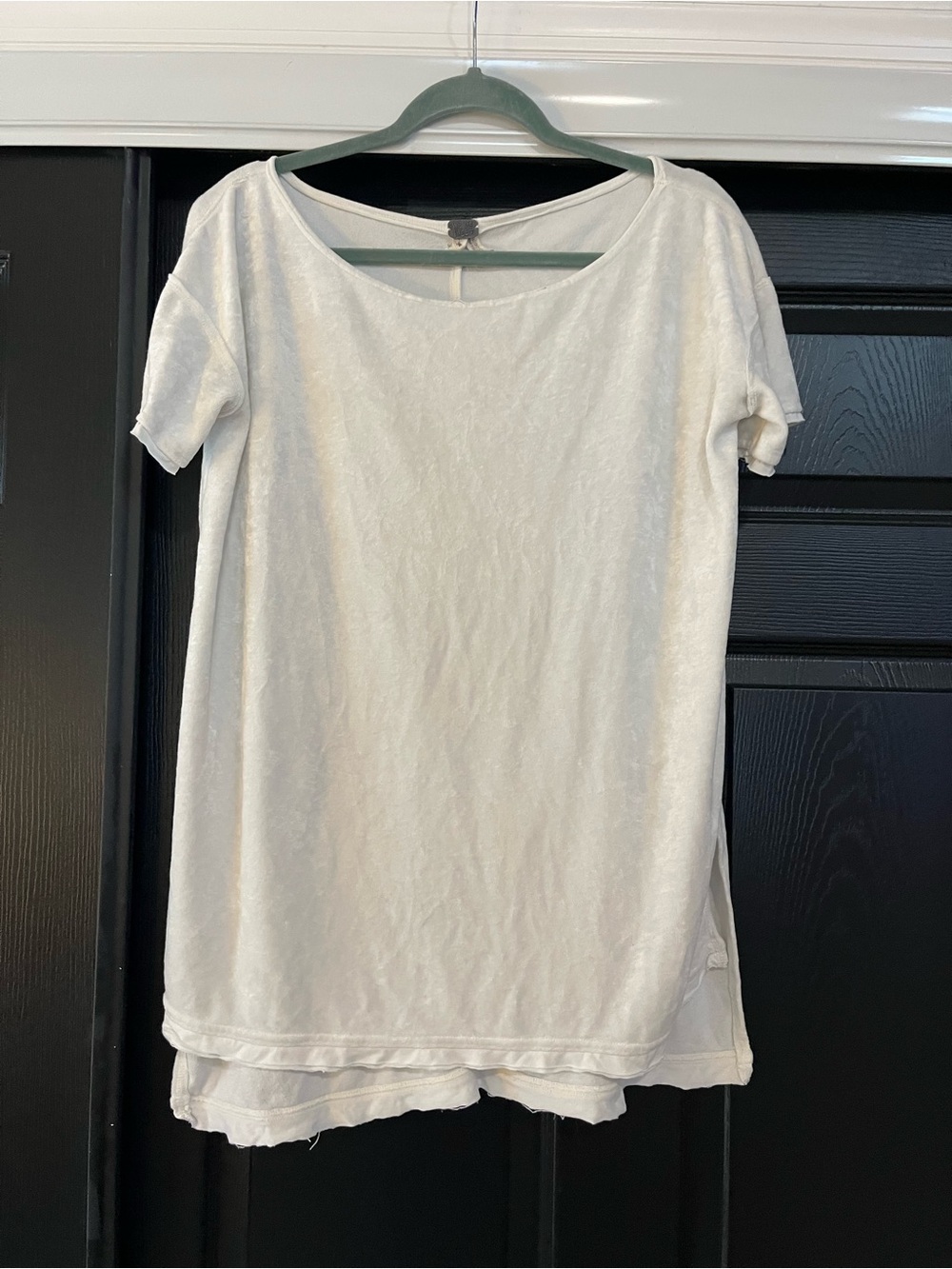 Free People Cream Velvet Short Sleeve Tunic